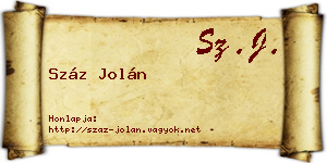 Száz Jolán névjegykártya